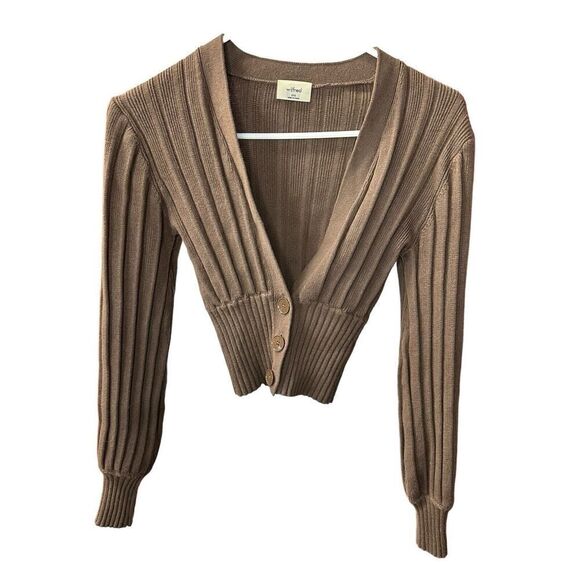 Aritzia Wilfred Plunge front button cardigan brown 2XS - Picture 7 of 10